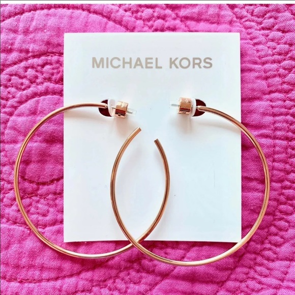 Michael Kors Jewelry - NWT MICHAEL KORS Rose Gold Large Hoop Earrings